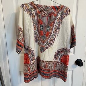 Vintage Red and White Tunic Top